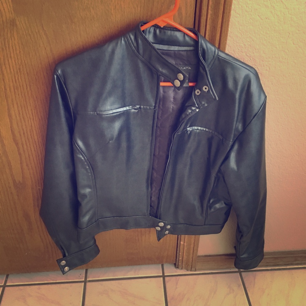 Super cute pleather jacket.